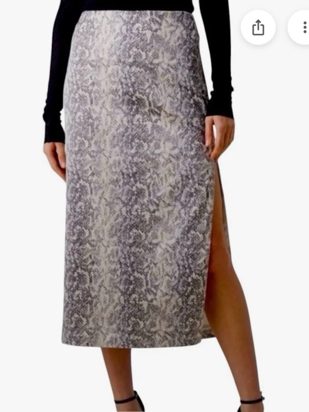 Abercrombie & Fitch Satin Sculpt Midi SKIRT Cream and Gray Satin Snake-Print